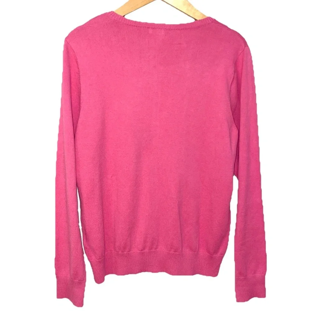 L. L. Bean Supima Cotton Cardigan Sweater Medium Pink EUC - Picture 2 of 7